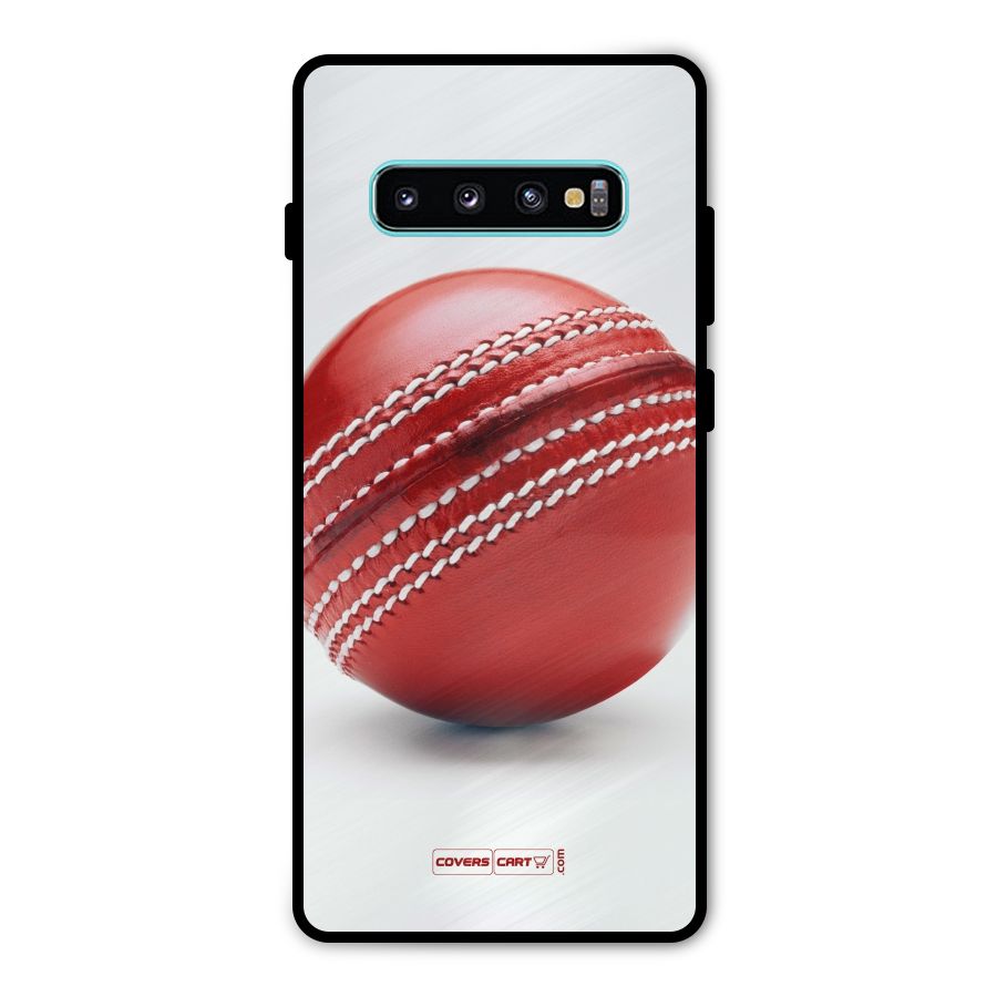 Red International Cricket Ball Metal Back Case for Galaxy S10 Plus