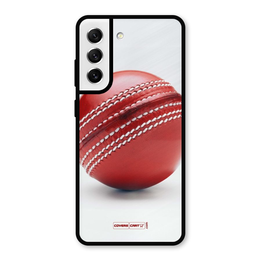 Red International Cricket Ball Metal Back Case for Galaxy S21 FE 5G