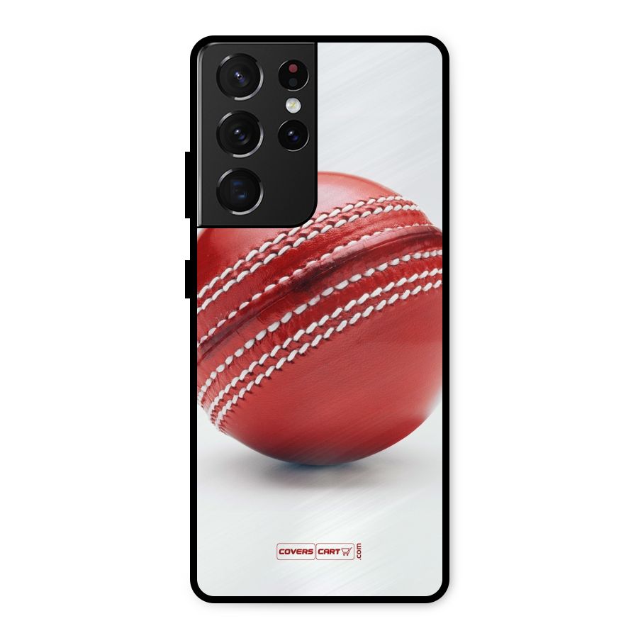 Red International Cricket Ball Metal Back Case for Galaxy S21 Ultra 5G