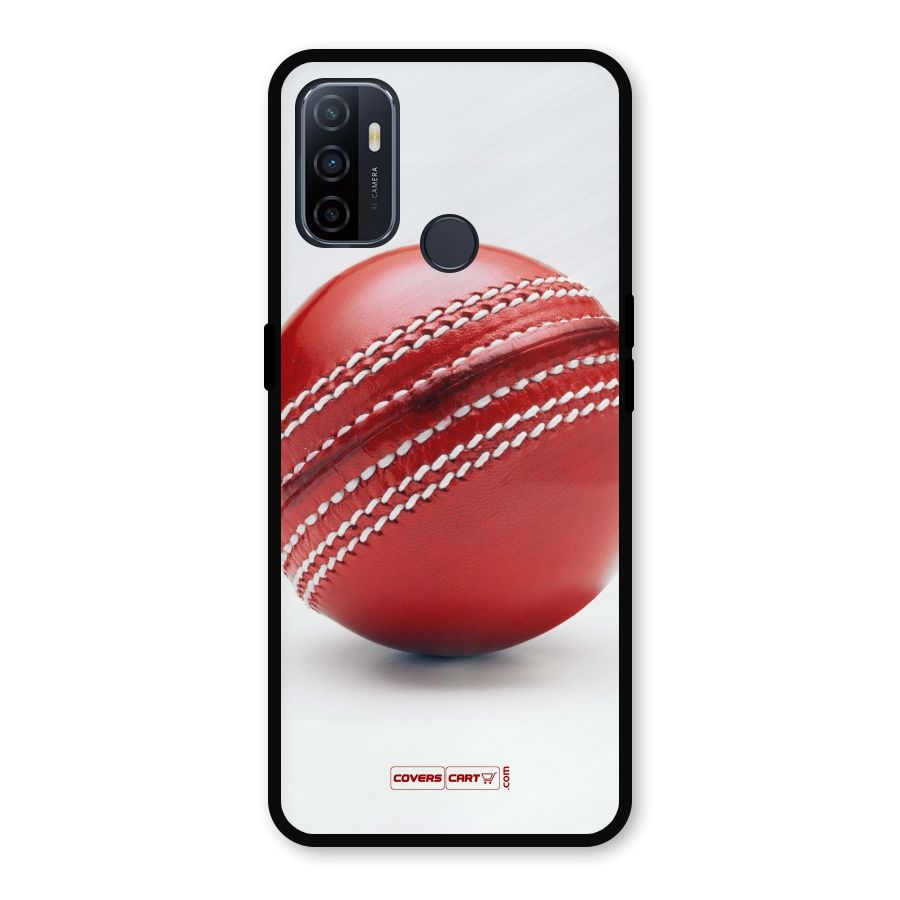 Red International Cricket Ball Metal Back Case for Oppo A53
