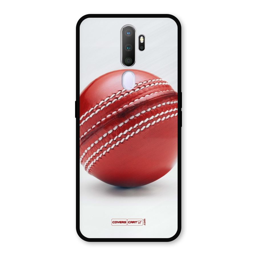 Red International Cricket Ball Metal Back Case for Oppo A9 (2020)