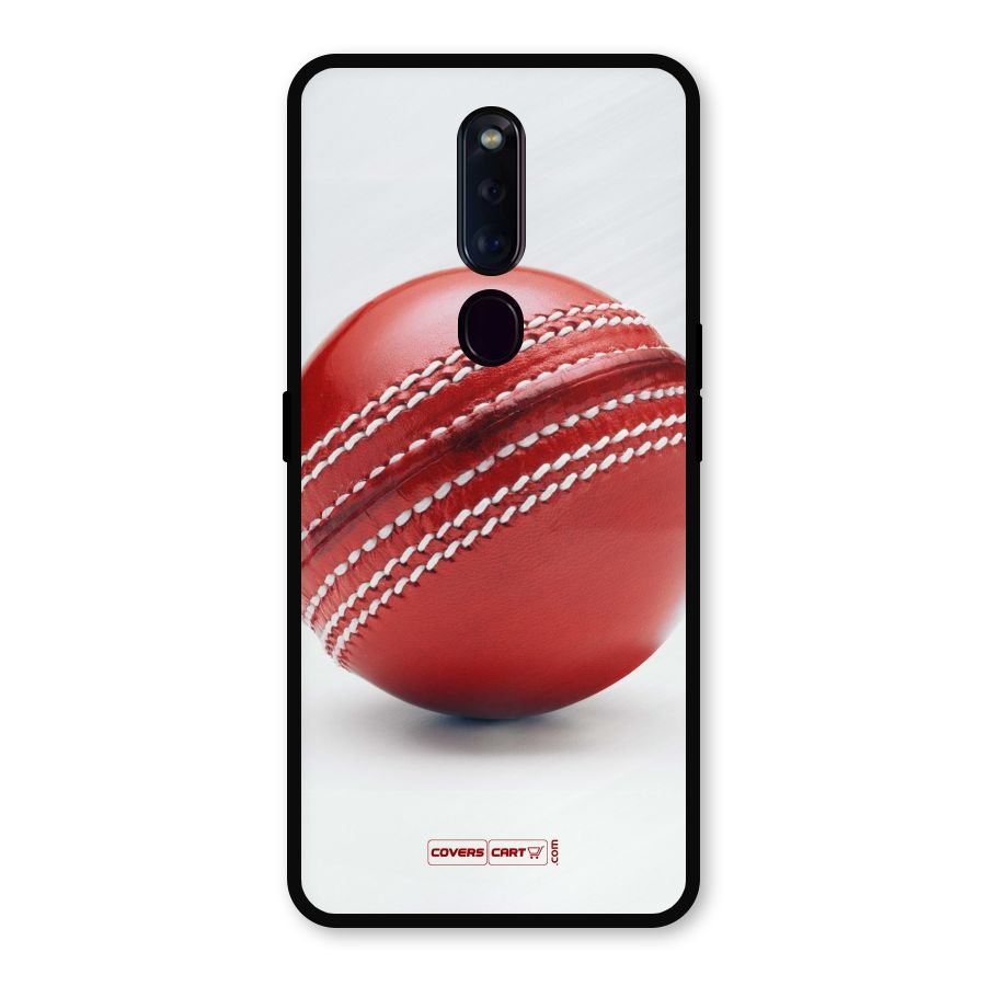 Red International Cricket Ball Metal Back Case for Oppo F11 Pro