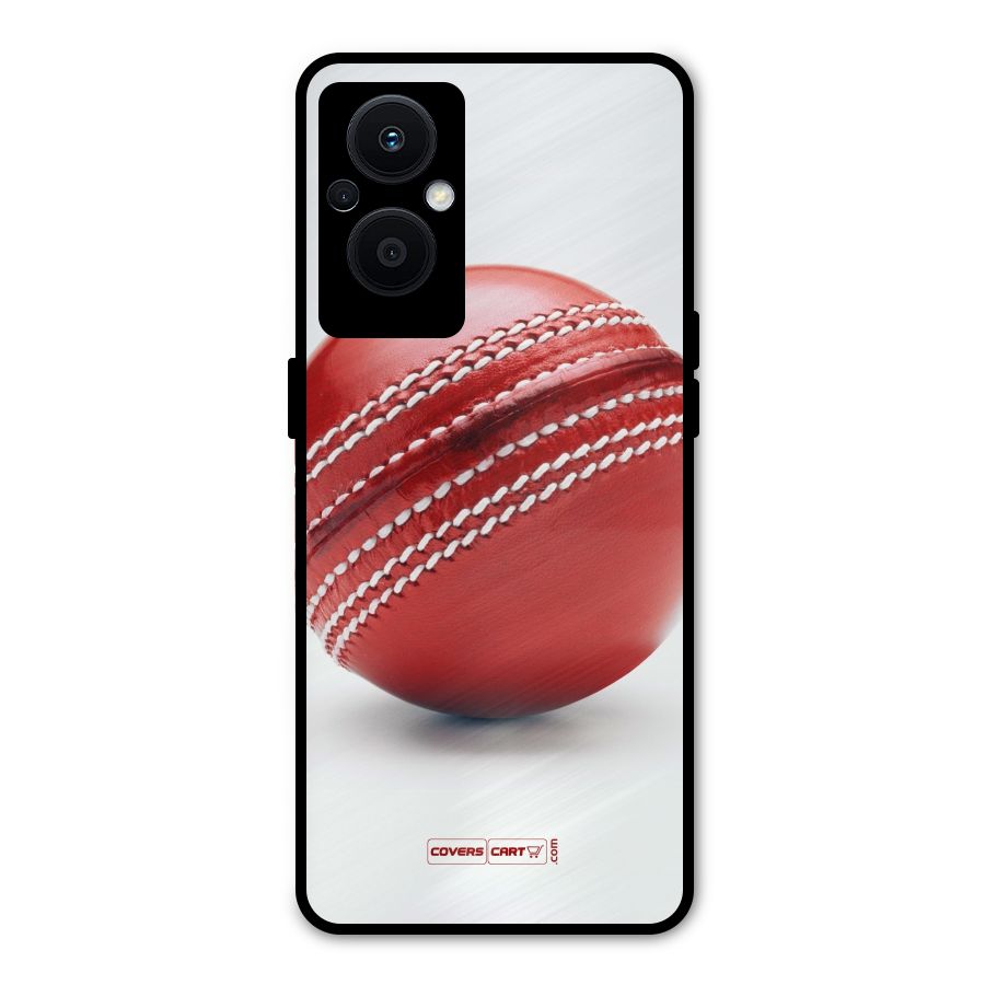 Red International Cricket Ball Metal Back Case for Oppo F21s Pro 5G