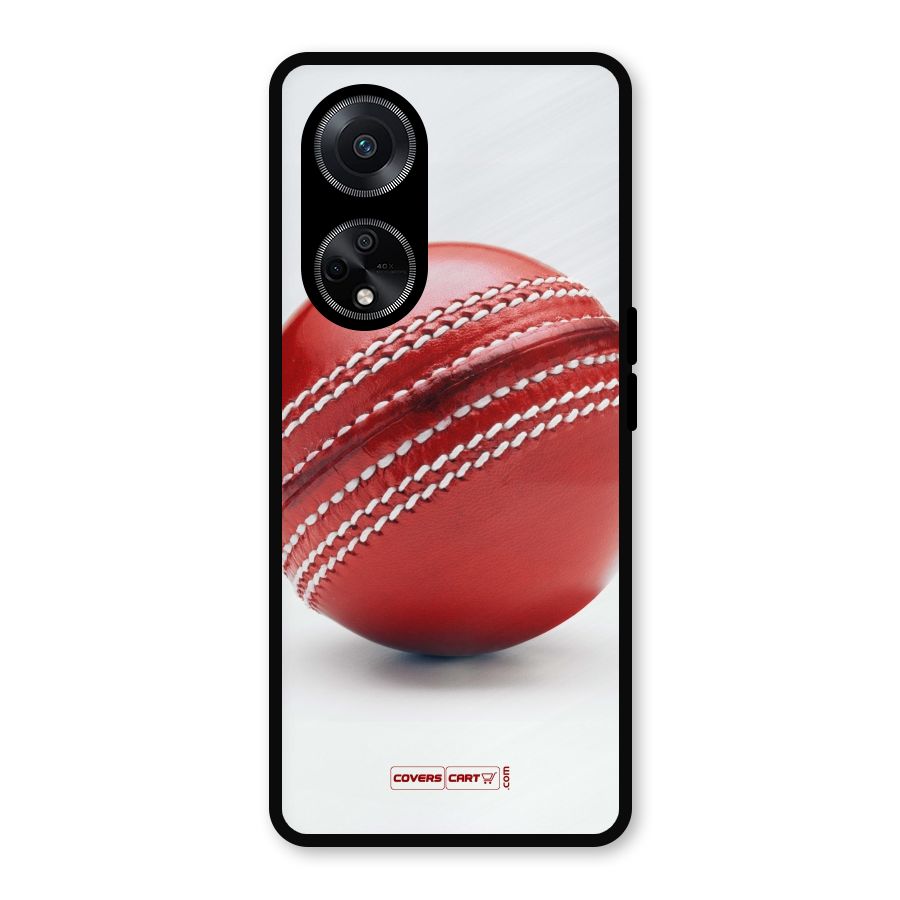 Red International Cricket Ball Metal Back Case for Oppo F23
