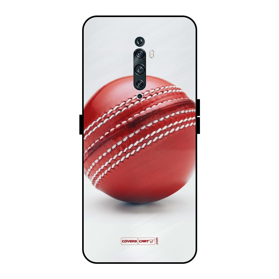 Red International Cricket Ball Metal Back Case for Oppo Reno2 F