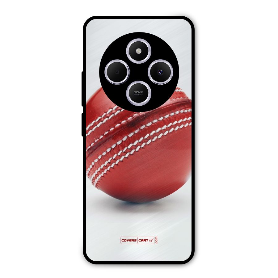 Red International Cricket Ball Metal Back Case for Poco C75 5G
