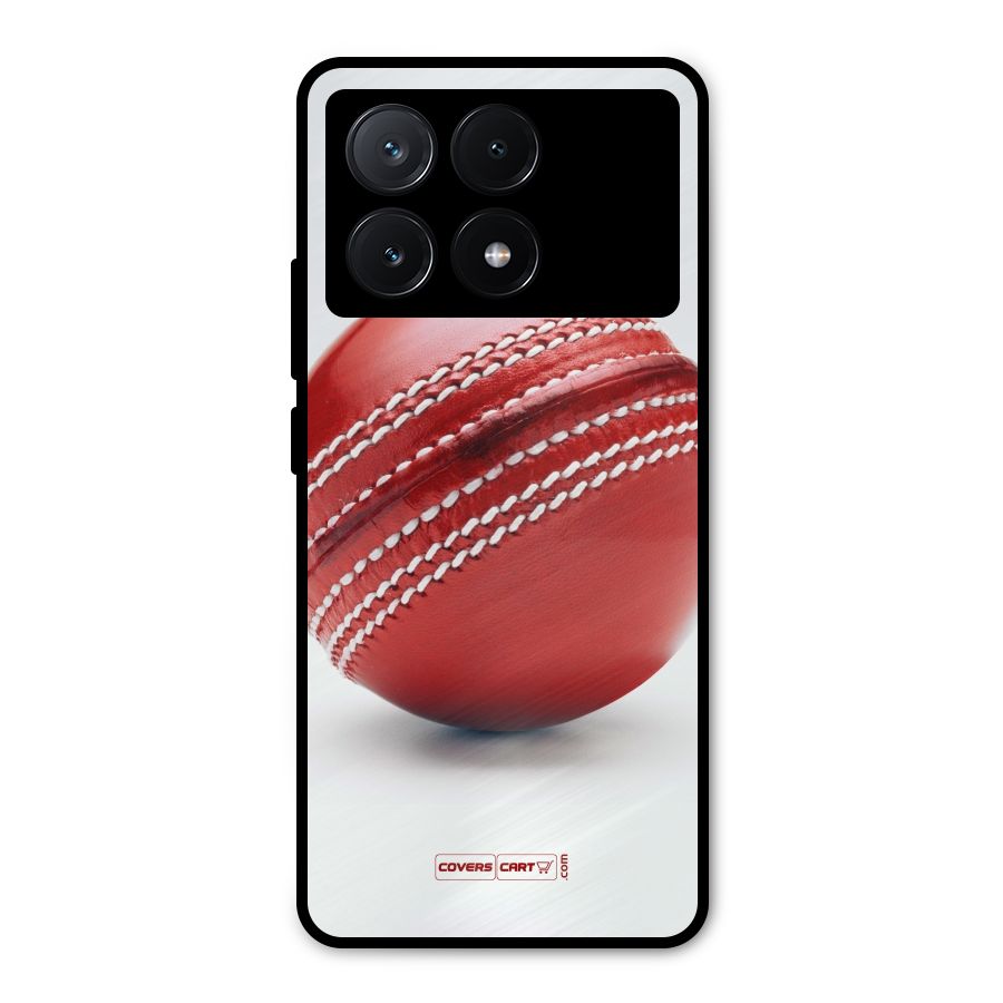 Red International Cricket Ball Metal Back Case for Poco X6 Pro