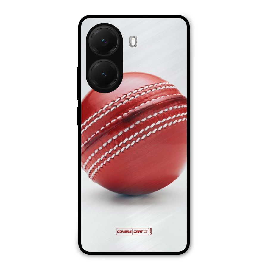 Red International Cricket Ball Metal Back Case for Poco X7 Pro