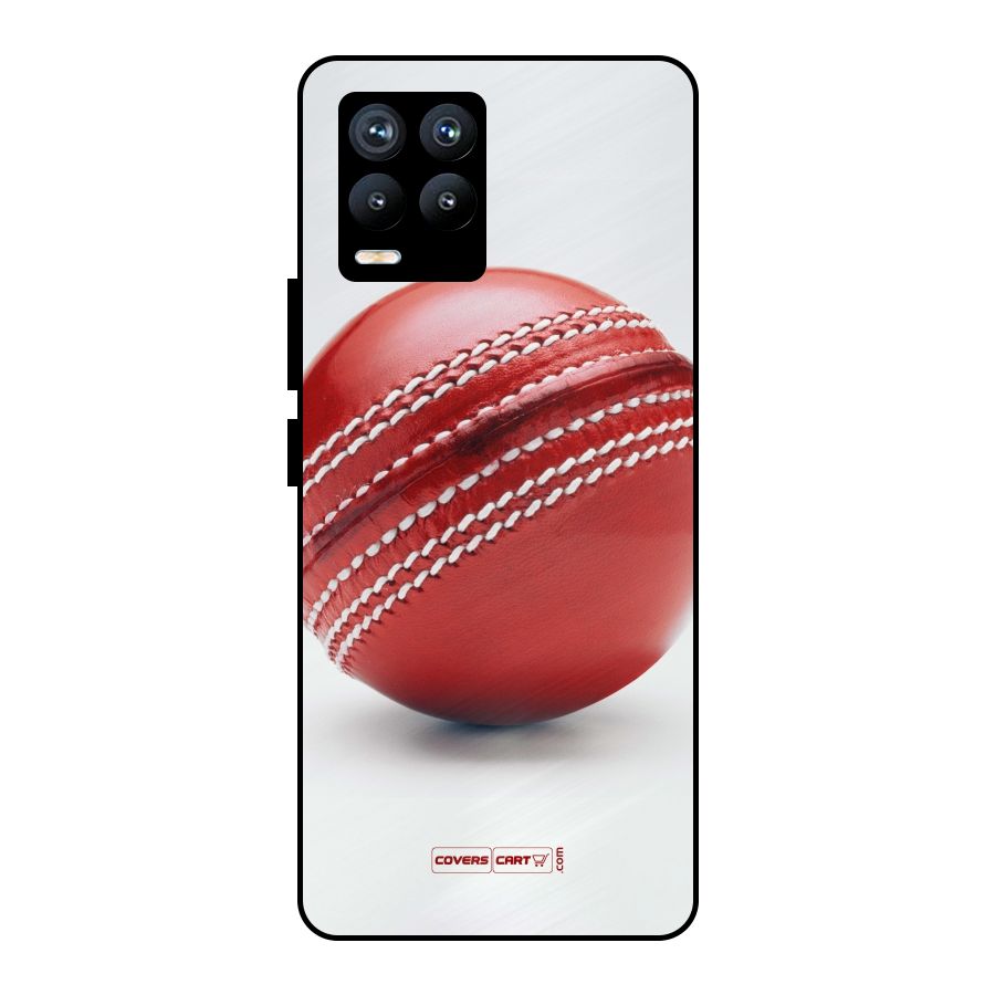 Red International Cricket Ball Metal Back Case for Realme 8 Pro