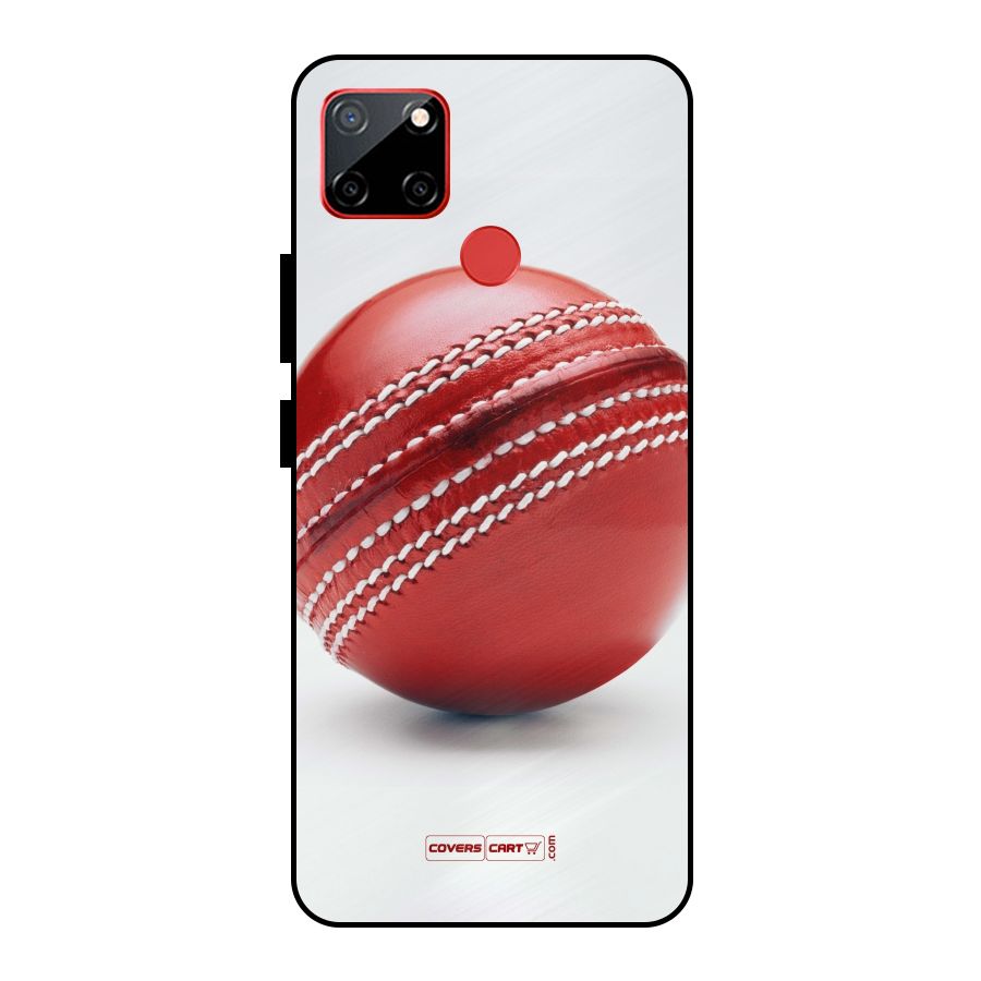 Red International Cricket Ball Metal Back Case for Realme C12