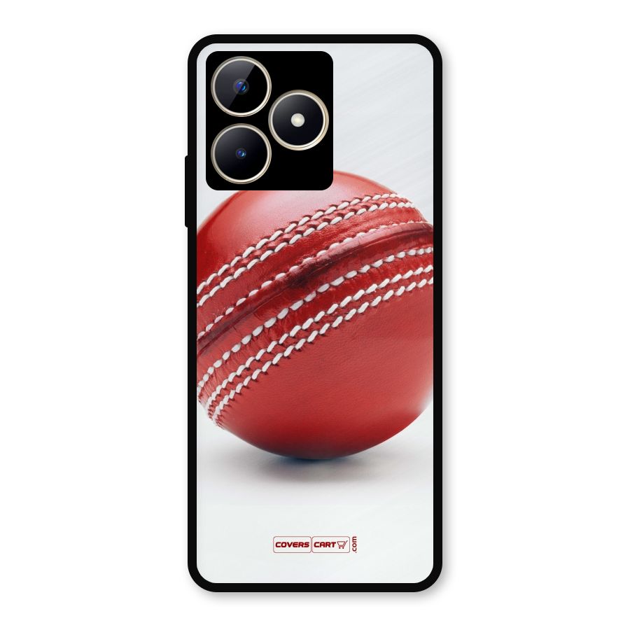 Red International Cricket Ball Metal Back Case for Realme C53