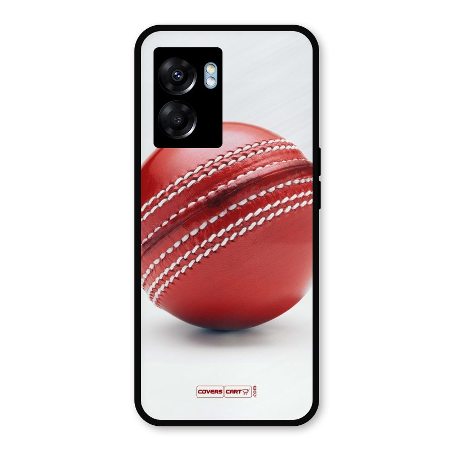 Red International Cricket Ball Metal Back Case for Realme Narzo 50 5G