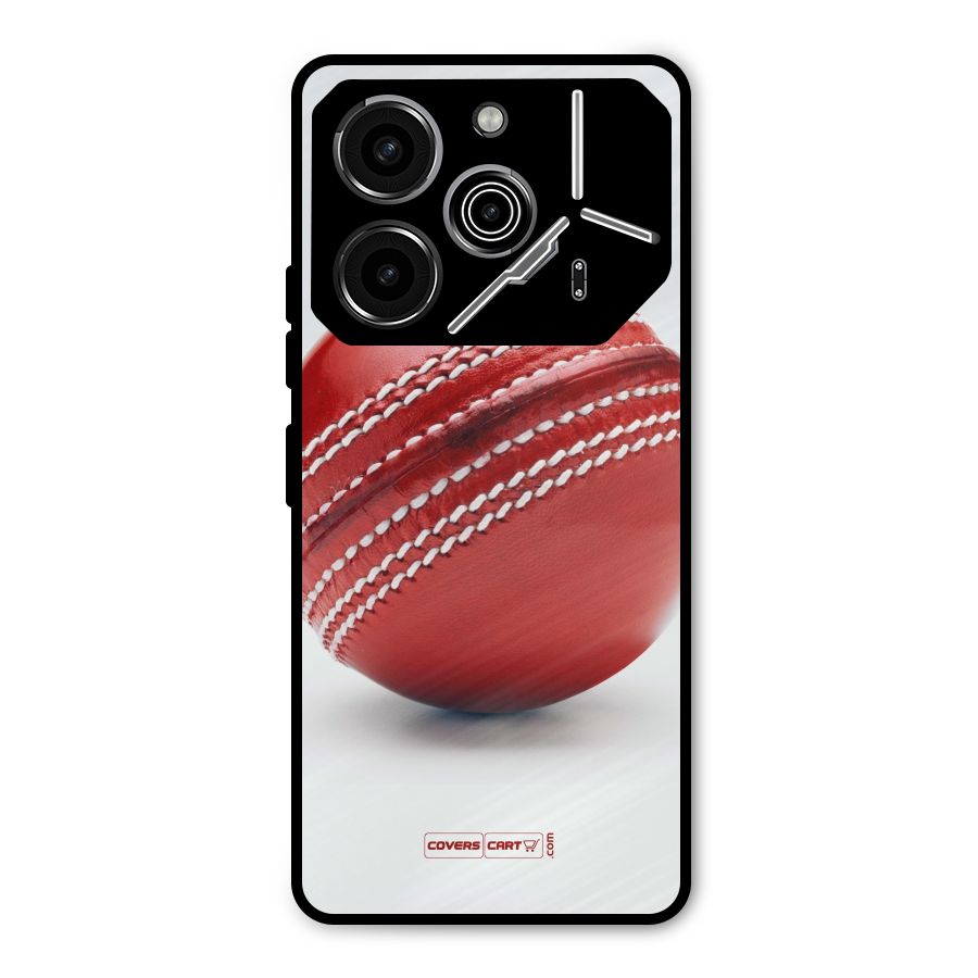 Red International Cricket Ball Metal Back Case for Tecno Pova 6 Pro