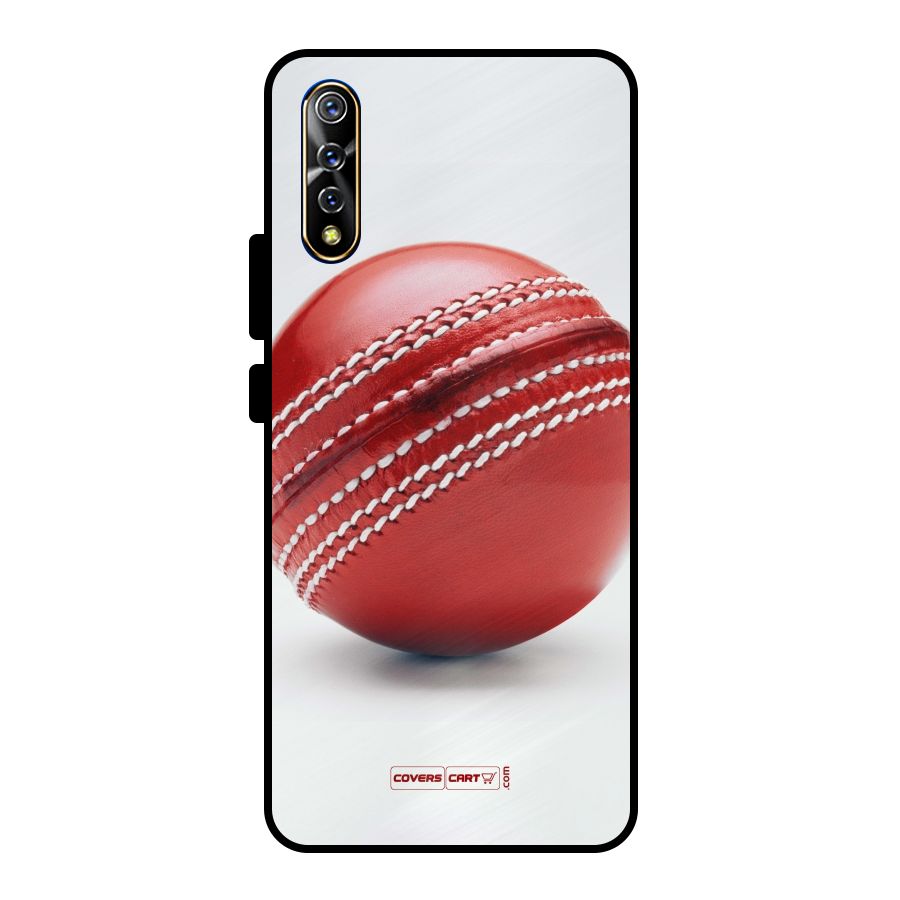 Red International Cricket Ball Metal Back Case for Vivo S1