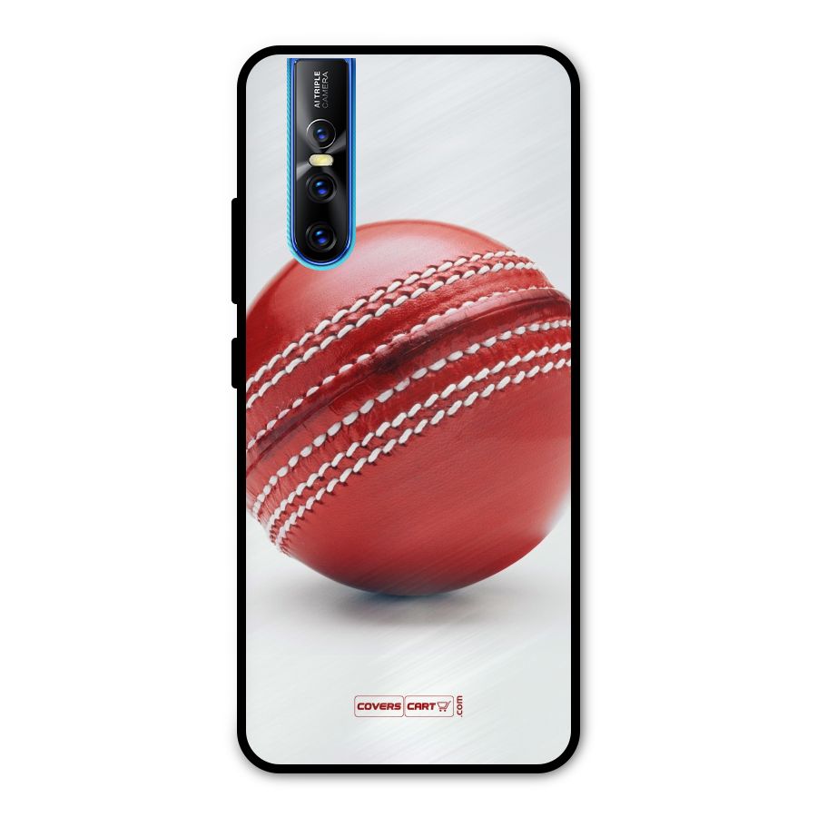 Red International Cricket Ball Metal Back Case for Vivo V15 Pro