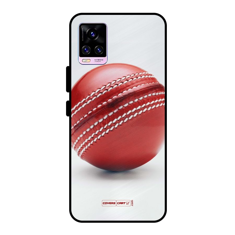 Red International Cricket Ball Metal Back Case for Vivo V20 Pro