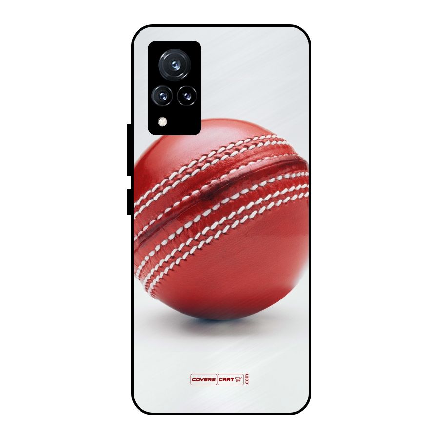 Red International Cricket Ball Metal Back Case for Vivo V21 5G