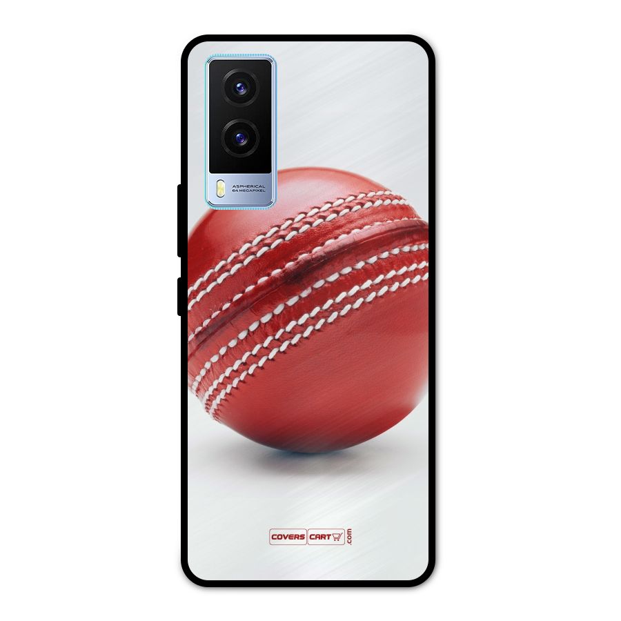 Red International Cricket Ball Metal Back Case for Vivo V21e 5G