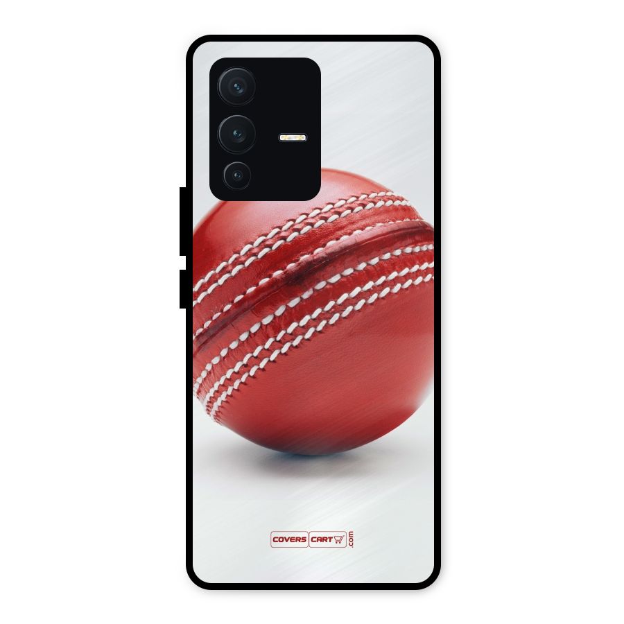 Red International Cricket Ball Metal Back Case for Vivo V23 5G