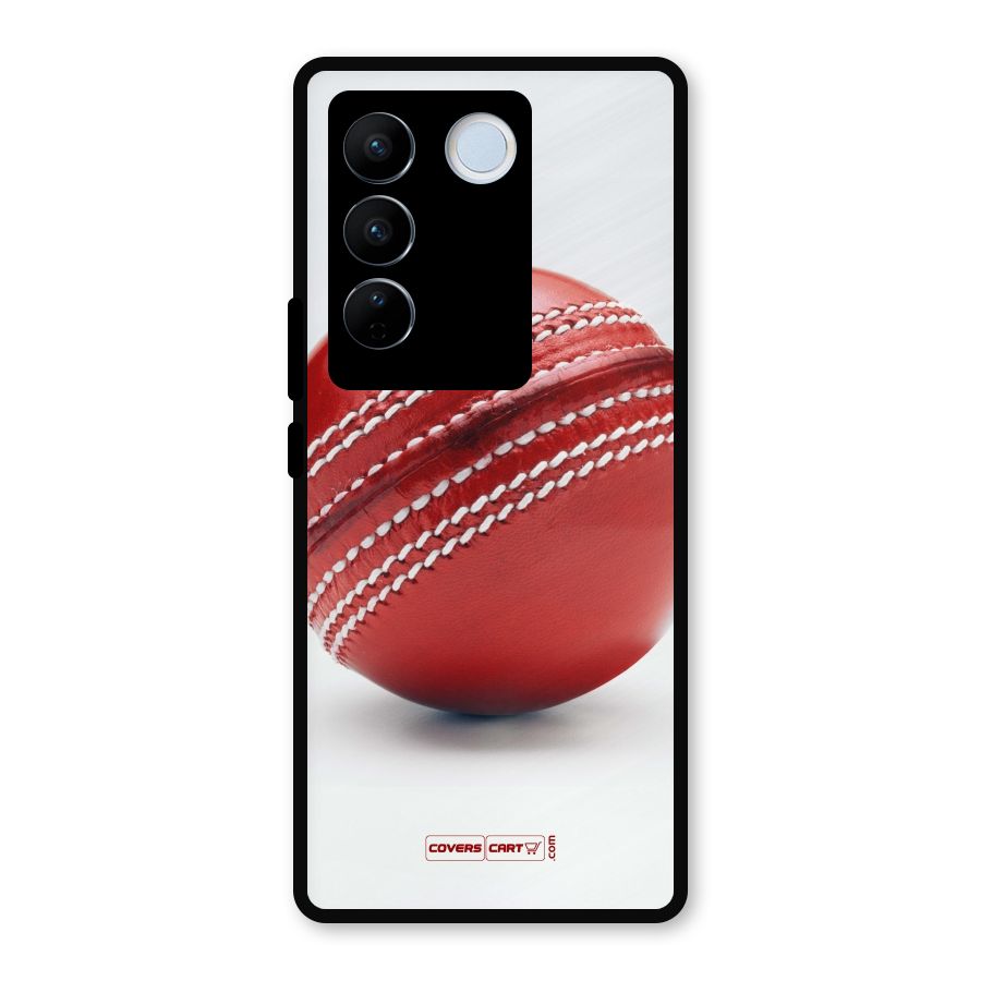 Red International Cricket Ball Metal Back Case for Vivo V27