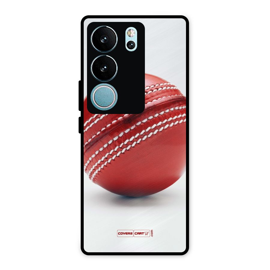 Red International Cricket Ball Metal Back Case for Vivo V29