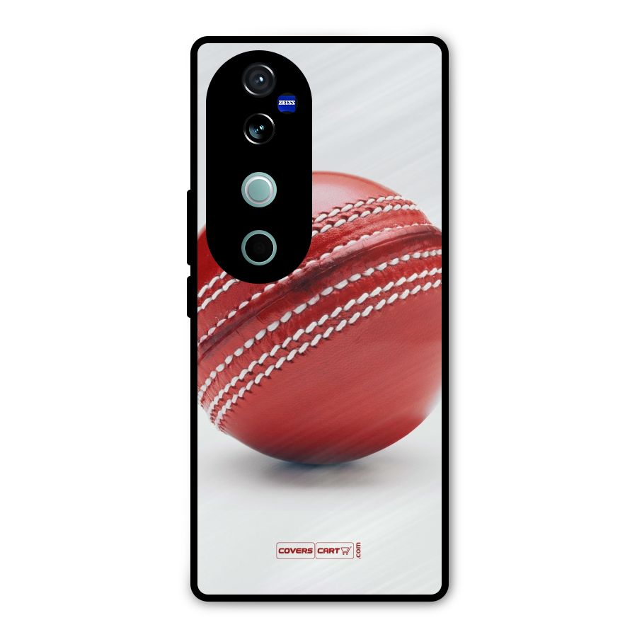 Red International Cricket Ball Metal Back Case for Vivo V40