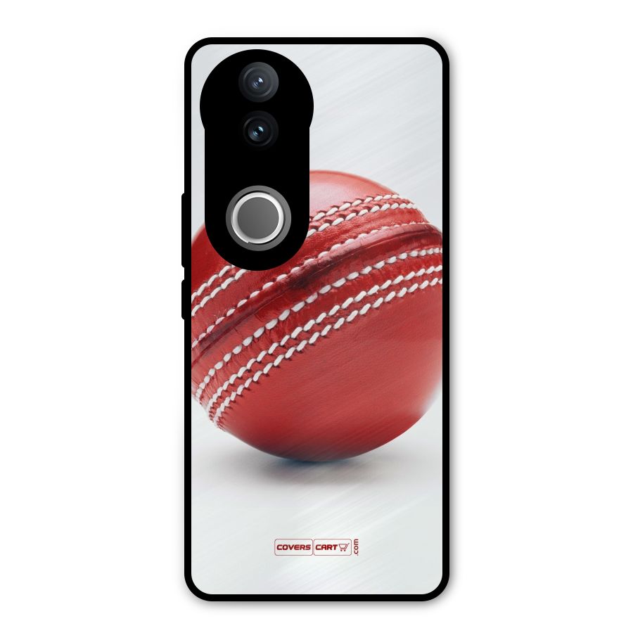 Red International Cricket Ball Metal Back Case for Vivo V50e