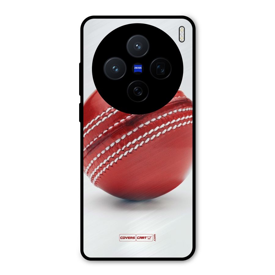 Red International Cricket Ball Metal Back Case for Vivo X200