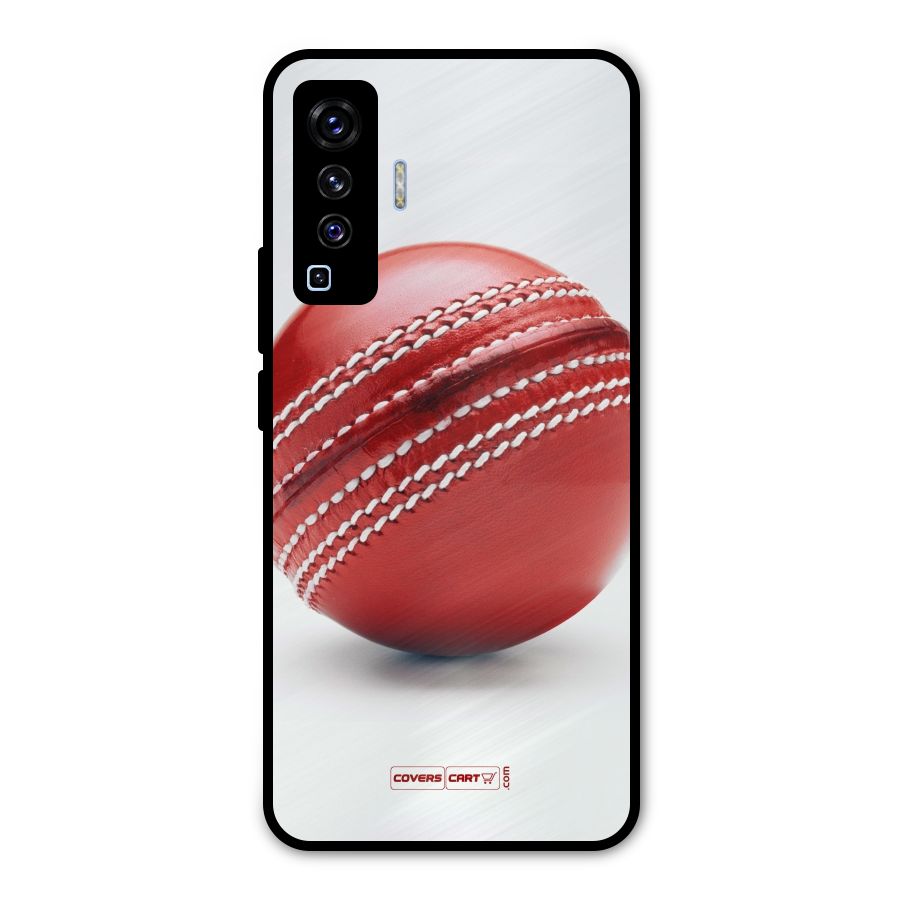 Red International Cricket Ball Metal Back Case for Vivo X50
