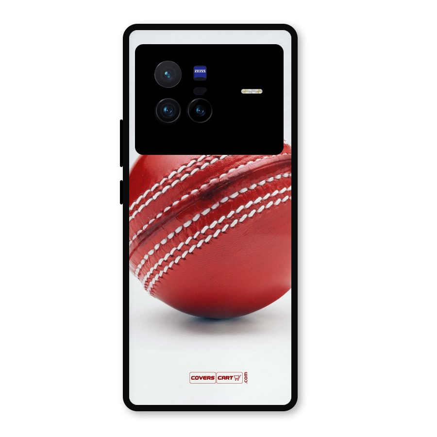 Red International Cricket Ball Metal Back Case for Vivo X80