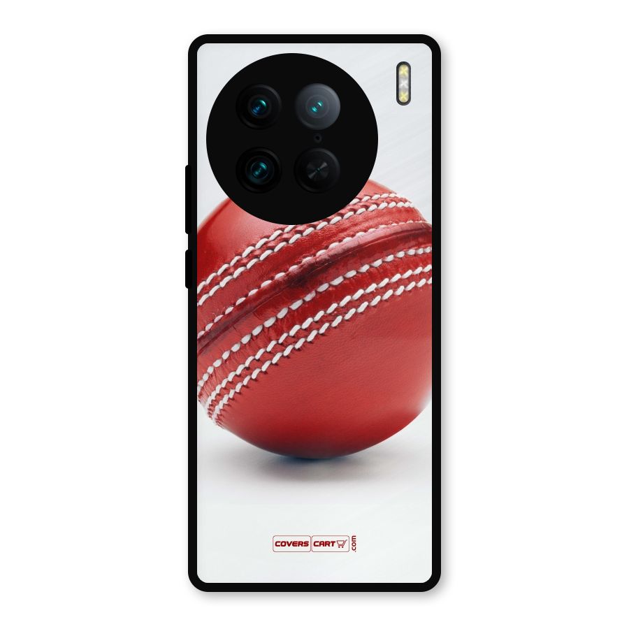 Red International Cricket Ball Metal Back Case for Vivo X90 Pro