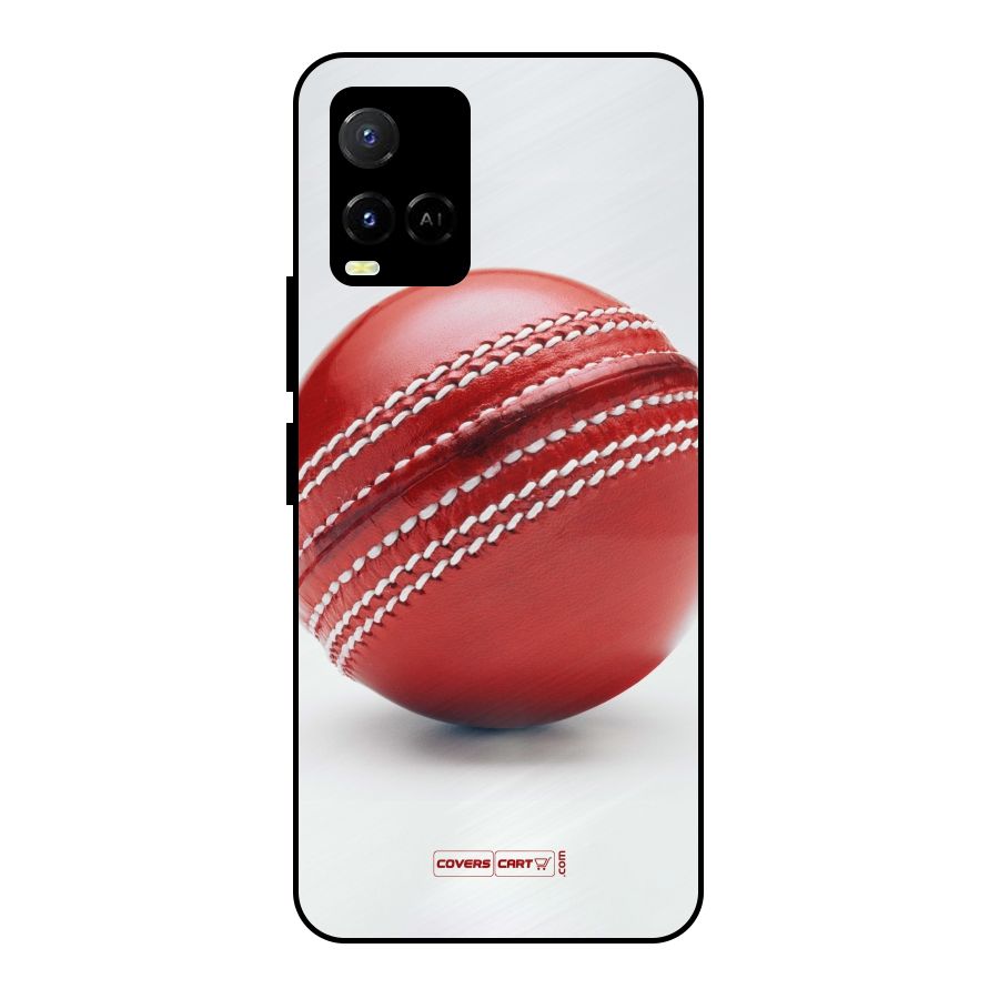 Red International Cricket Ball Metal Back Case for Vivo Y21T
