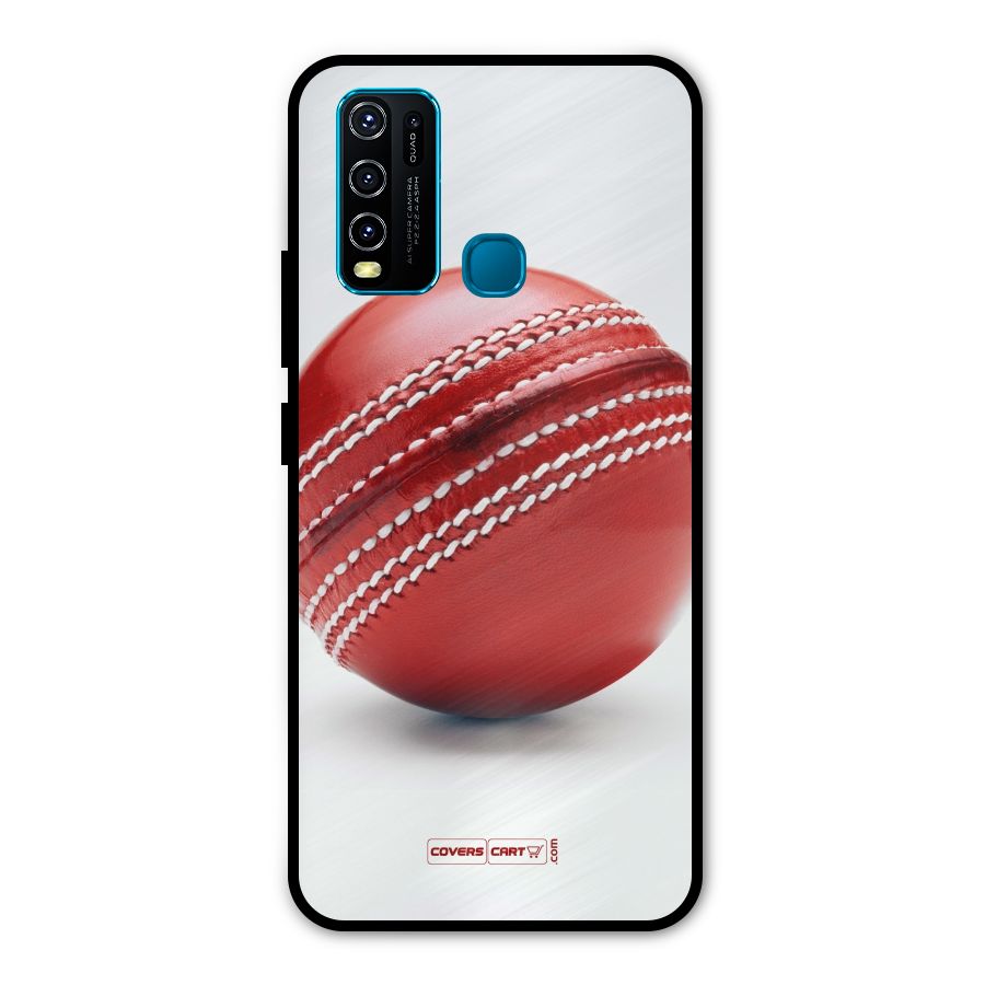 Red International Cricket Ball Metal Back Case for Vivo Y30