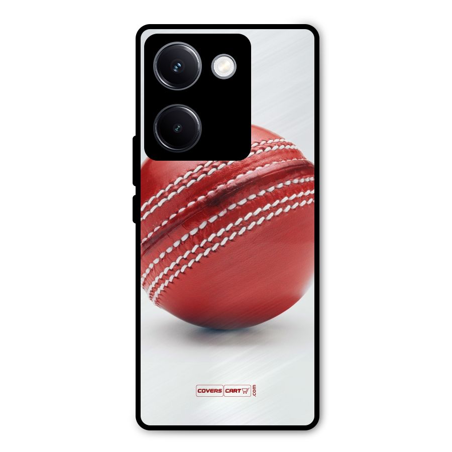 Red International Cricket Ball Metal Back Case for Vivo Y300 Plus
