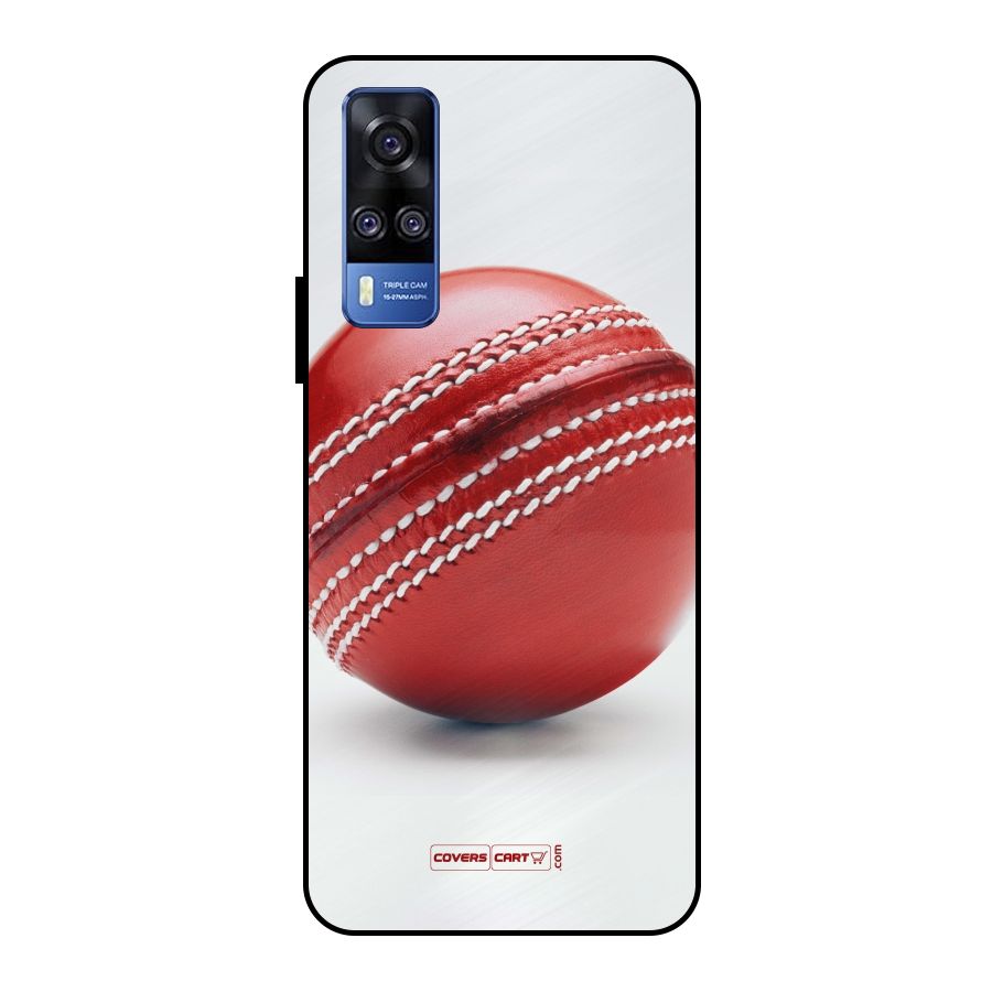 Red International Cricket Ball Metal Back Case for Vivo Y51