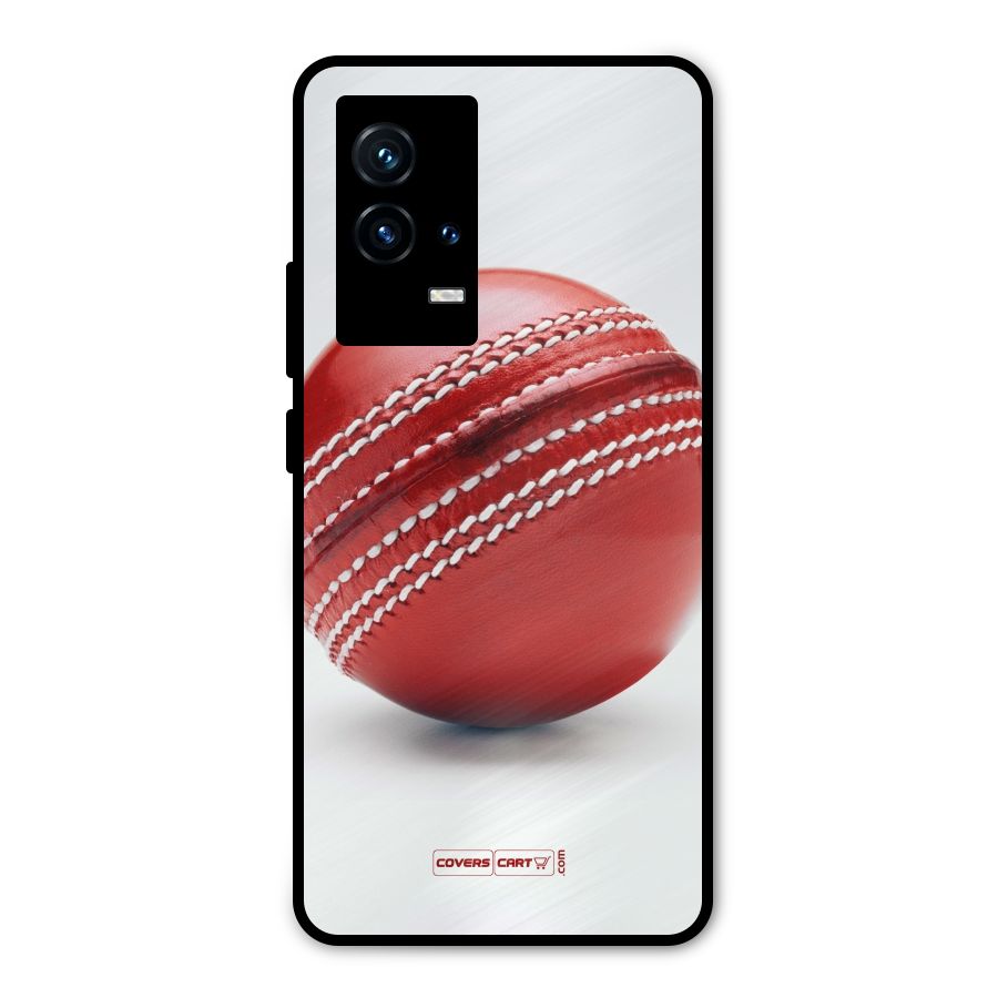 Red International Cricket Ball Metal Back Case for iQOO 9 5G