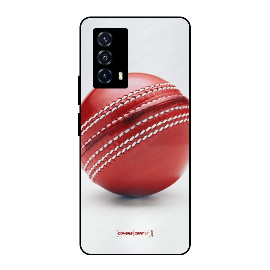 Red International Cricket Ball Metal Back Case for iQOO Z5