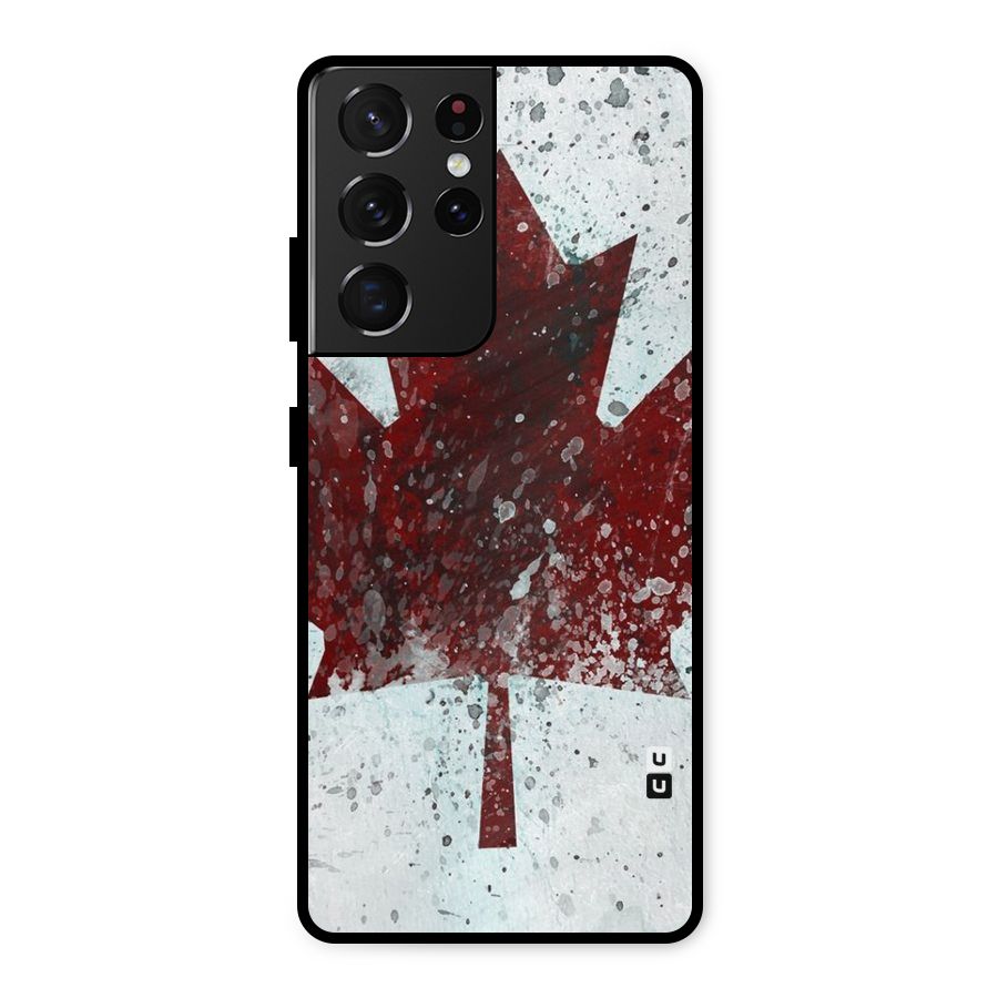 Red Maple Snow Metal Back Case for Galaxy S21 Ultra 5G