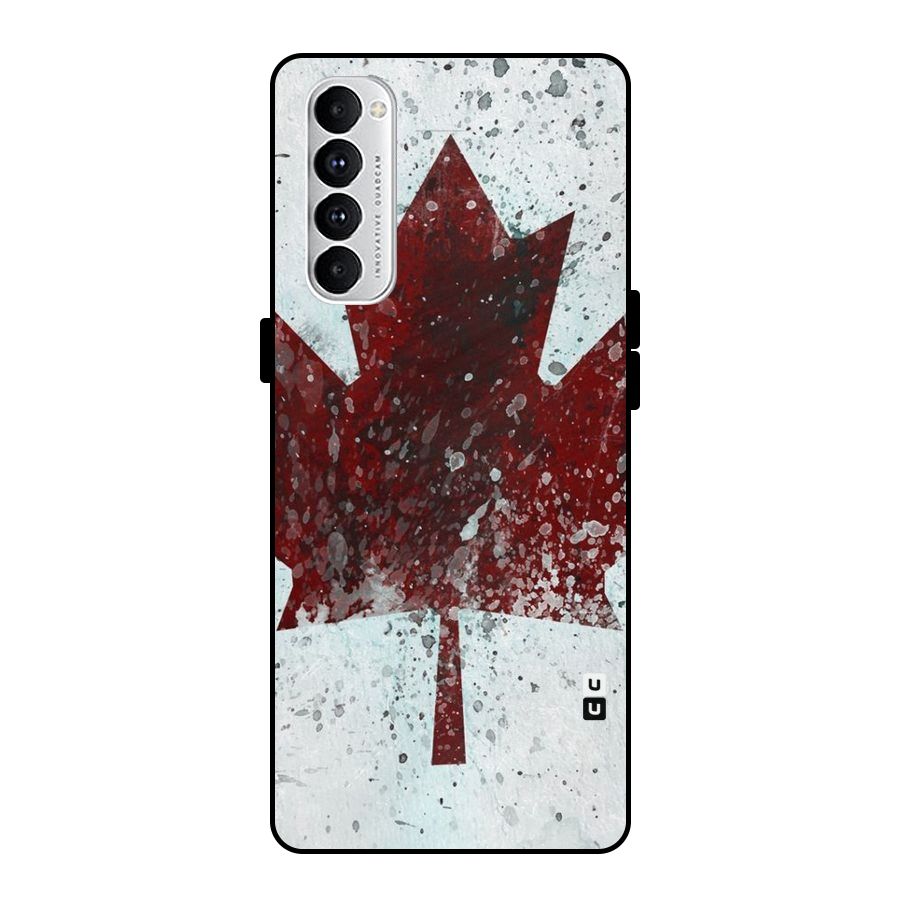 Red Maple Snow Metal Back Case for Oppo Reno4 Pro