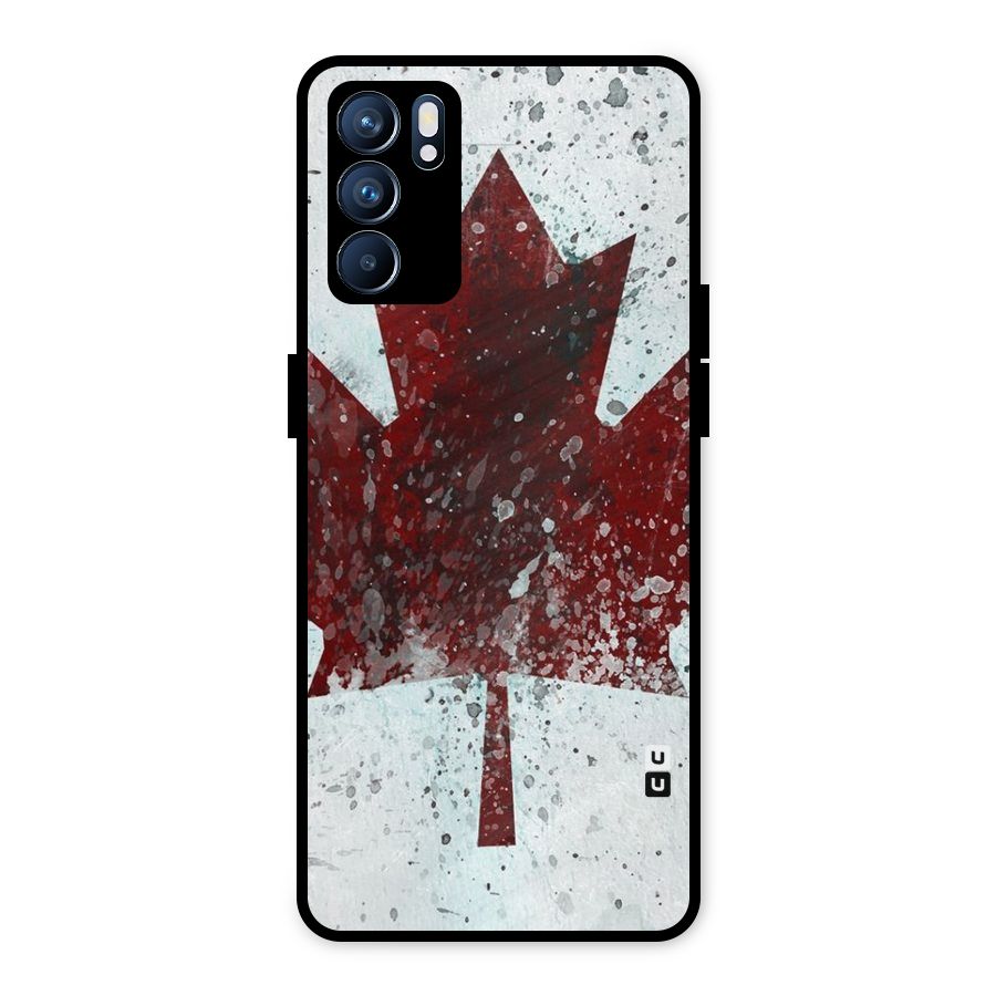 Red Maple Snow Metal Back Case for Oppo Reno6 5G