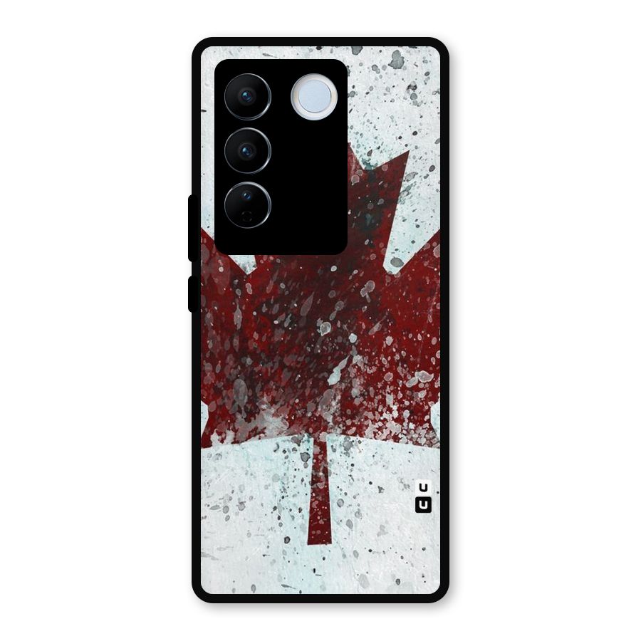 Red Maple Snow Metal Back Case for Vivo V27 Pro