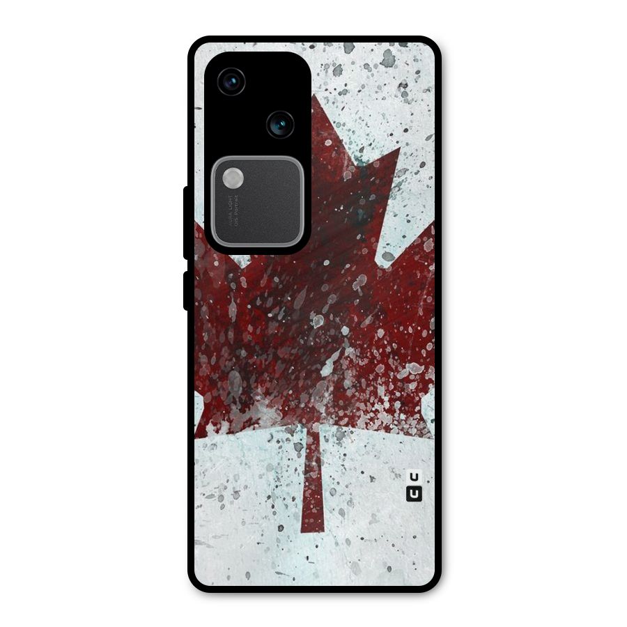 Red Maple Snow Metal Back Case for Vivo V30 Pro