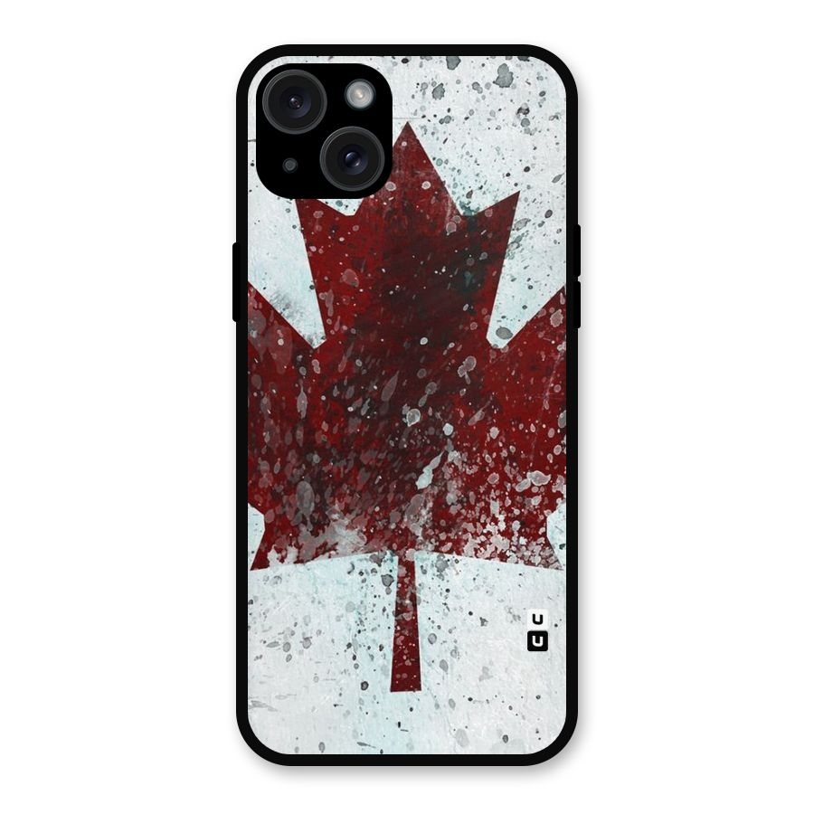 Red Maple Snow Metal Back Case for iPhone 15 Plus