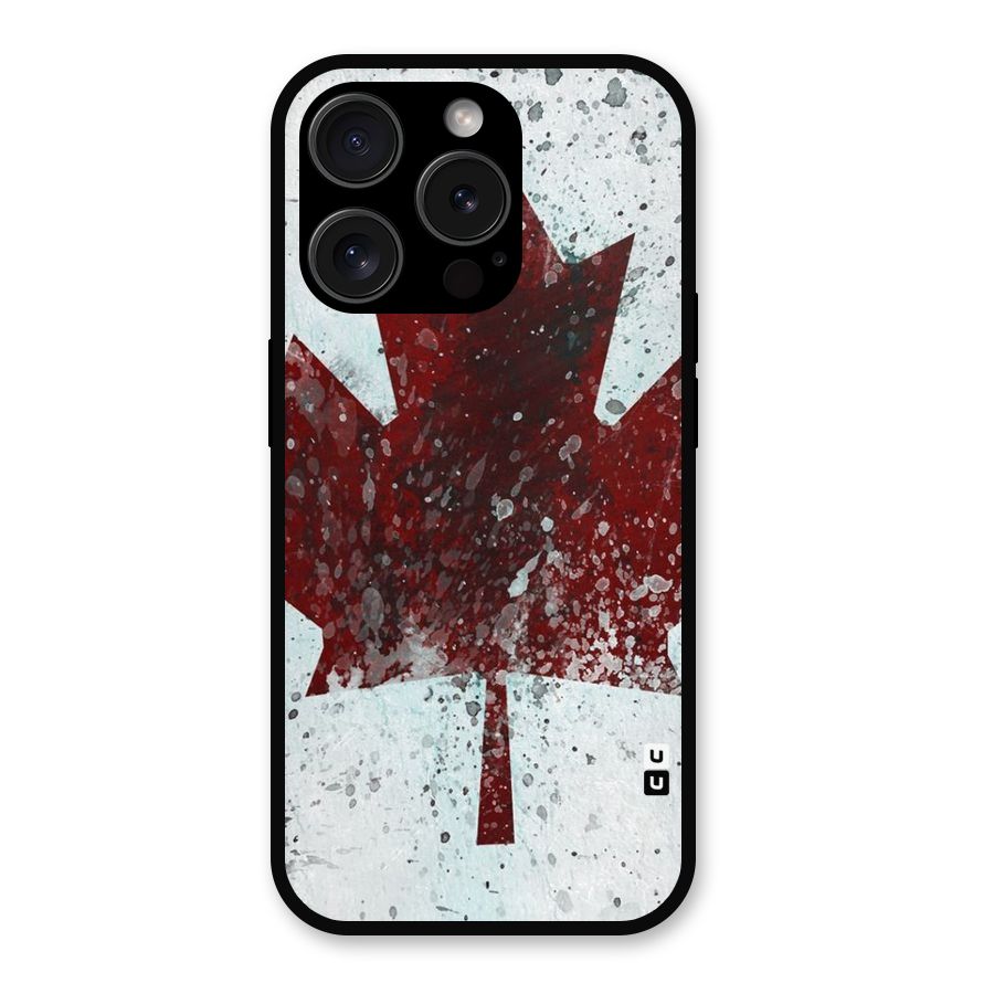 Red Maple Snow Metal Back Case for iPhone 15 Pro