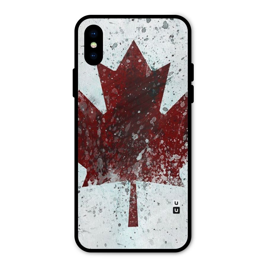 Red Maple Snow Metal Back Case for iPhone XS