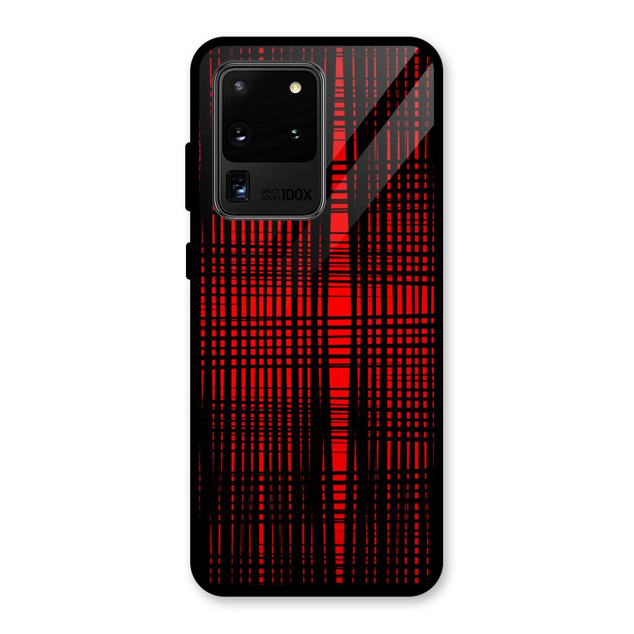 Red Net Design Glass Back Case for Galaxy S20 Ultra