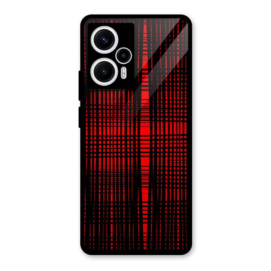 Red Net Design Glass Back Case for Poco F5