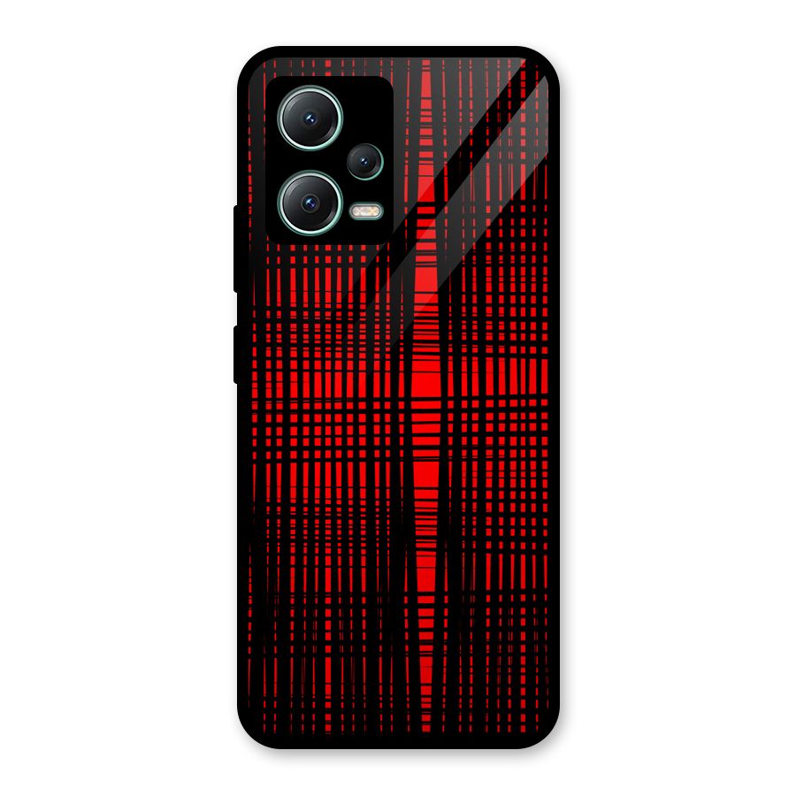 Red Net Design Glass Back Case for Poco X5