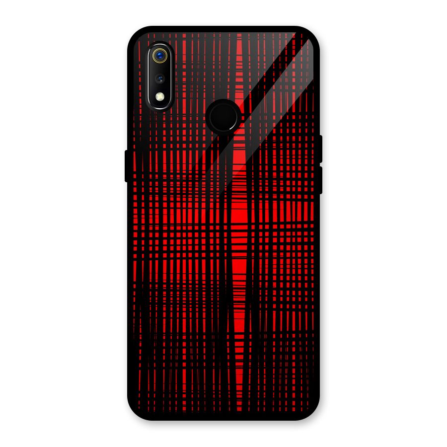 Red Net Design Glass Back Case for Realme 3i