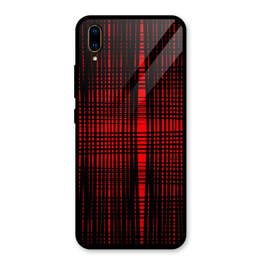 Red Net Design Glass Back Case for Vivo V11 Pro